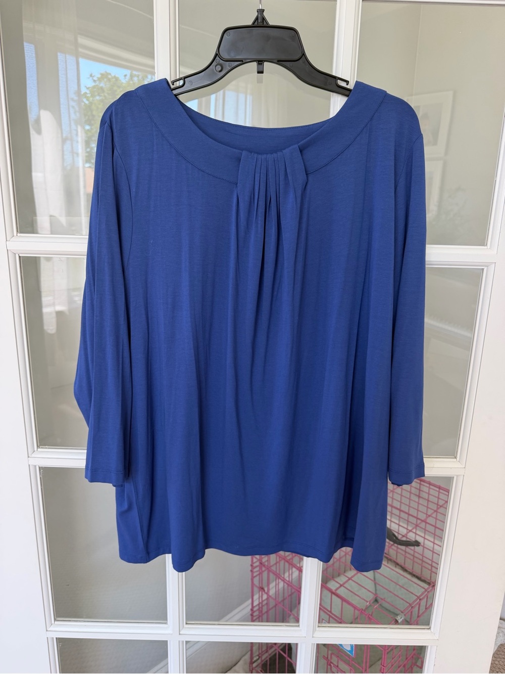 Talbots NWT Women's Blue 3/4 Sleeve Pleated Neckline Plus Size 2X